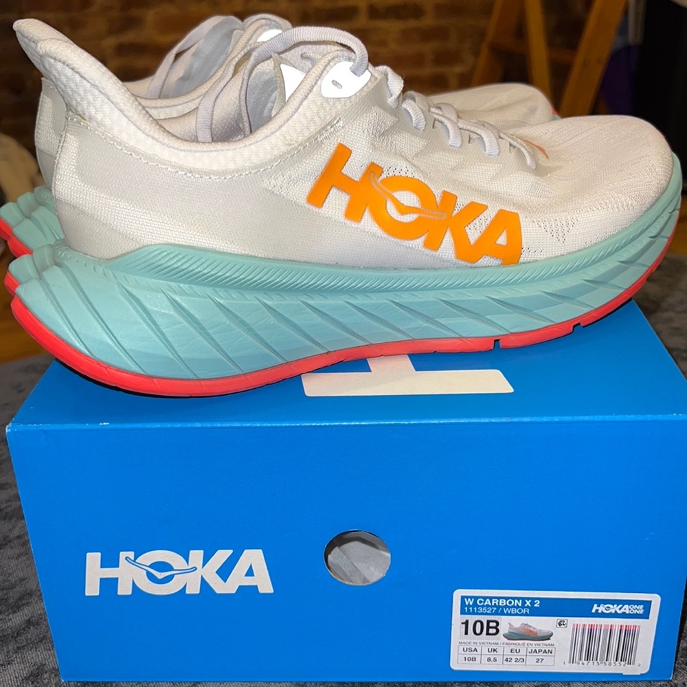 Hoka Women’s White Teal Orange Running Shoes